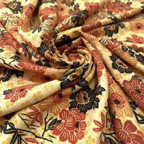 Tecido Viscose Floral e Micro Floral Marrom e Amarelo Tecido Viscose Floral e Micro Floral Marrom e Amarelo • Luema Tecidos 2